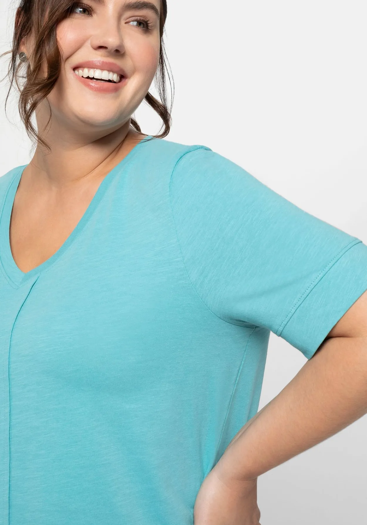 T-Shirt mit gesteppter Falte vorn, aus Jersey<sheego Sale