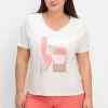 T-Shirt mit Grafikprint und V-Ausschnitt<sheego Sale