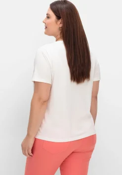 T-Shirt mit Grafikprint und V-Ausschnitt<sheego Sale