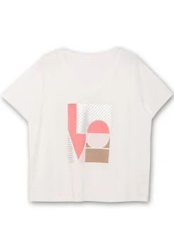 T-Shirt mit Grafikprint und V-Ausschnitt<sheego Sale