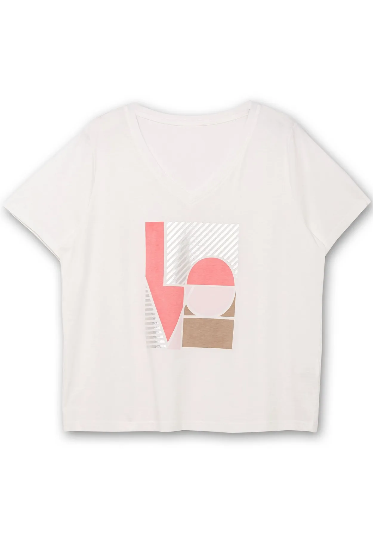 T-Shirt mit Grafikprint und V-Ausschnitt<sheego Sale