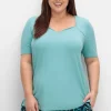 T-Shirt mit herzförmigem Ausschnitt<sheego Sale