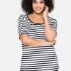 T-Shirt mit Streifen und Rundhalsausschnitt<sheego Fashion
