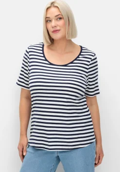 T-Shirt mit Streifen und Rundhalsausschnitt<sheego Hot
