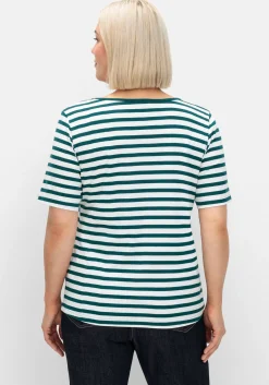 T-Shirt mit Streifen und Rundhalsausschnitt<sheego Sale