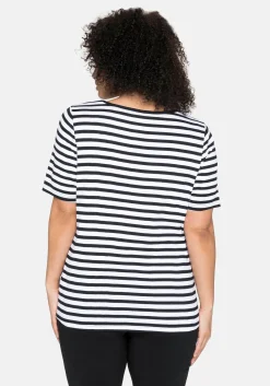 T-Shirt mit Streifen und Rundhalsausschnitt<sheego Fashion