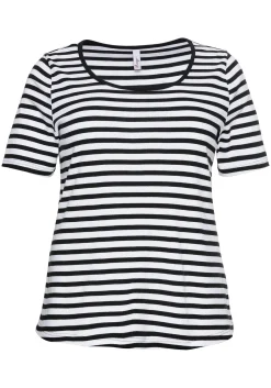 T-Shirt mit Streifen und Rundhalsausschnitt<sheego Fashion