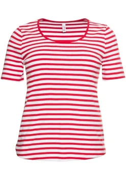 T-Shirt mit Streifen und Rundhalsausschnitt<sheego Fashion
