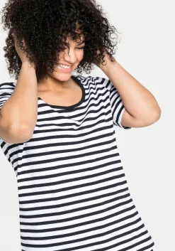 T-Shirt mit Streifen und Rundhalsausschnitt<sheego Fashion