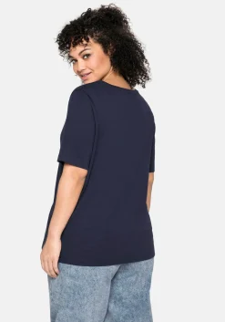 T-Shirt mit tiefem Ausschnitt und längerem Ärmel<sheego Sale