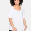 T-Shirt mit tiefem Ausschnitt und längerem Ärmel<sheego Outlet