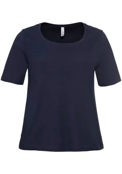 T-Shirt mit tiefem Ausschnitt und längerem Ärmel<sheego Sale