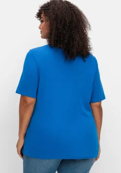 T-Shirt mit tiefem Ausschnitt und längerem Ärmel<sheego Outlet