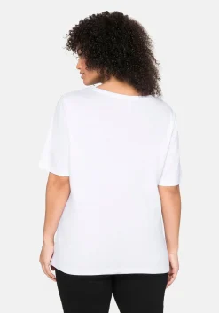 T-Shirt mit tiefem Ausschnitt und längerem Ärmel<sheego Outlet