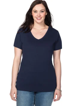 T-Shirt mit V-Ausschnitt<sheego Hot