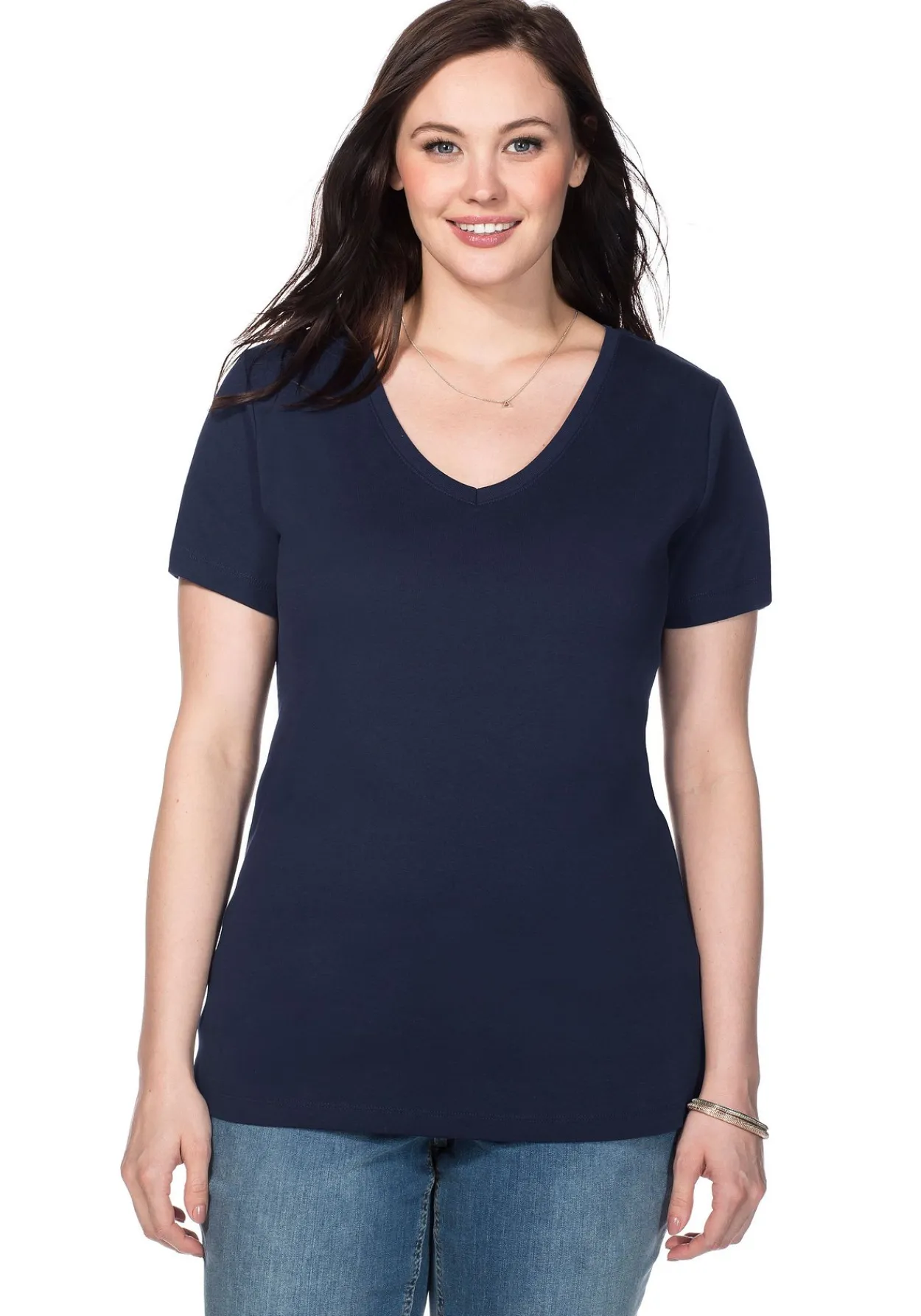 T-Shirt mit V-Ausschnitt<sheego Hot