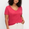 T-Shirt mit V-Ausschnitt<sheego Fashion