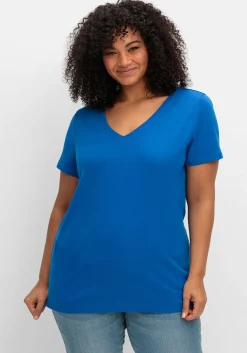 T-Shirt mit V-Ausschnitt<sheego Hot