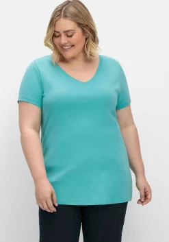 T-Shirt mit V-Ausschnitt<sheego Sale