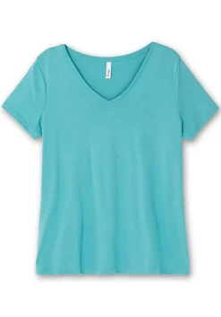 T-Shirt mit V-Ausschnitt<sheego Sale
