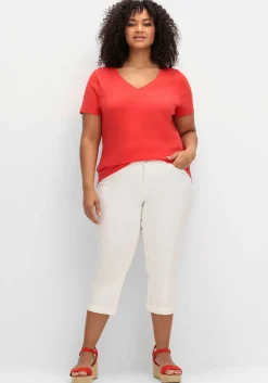 T-Shirt mit V-Ausschnitt<sheego Fashion