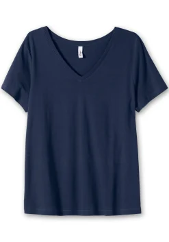 T-Shirt mit V-Ausschnitt, in Rippqualität<sheego Clearance