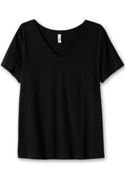 T-Shirt mit V-Ausschnitt, in Rippqualität<sheego Hot
