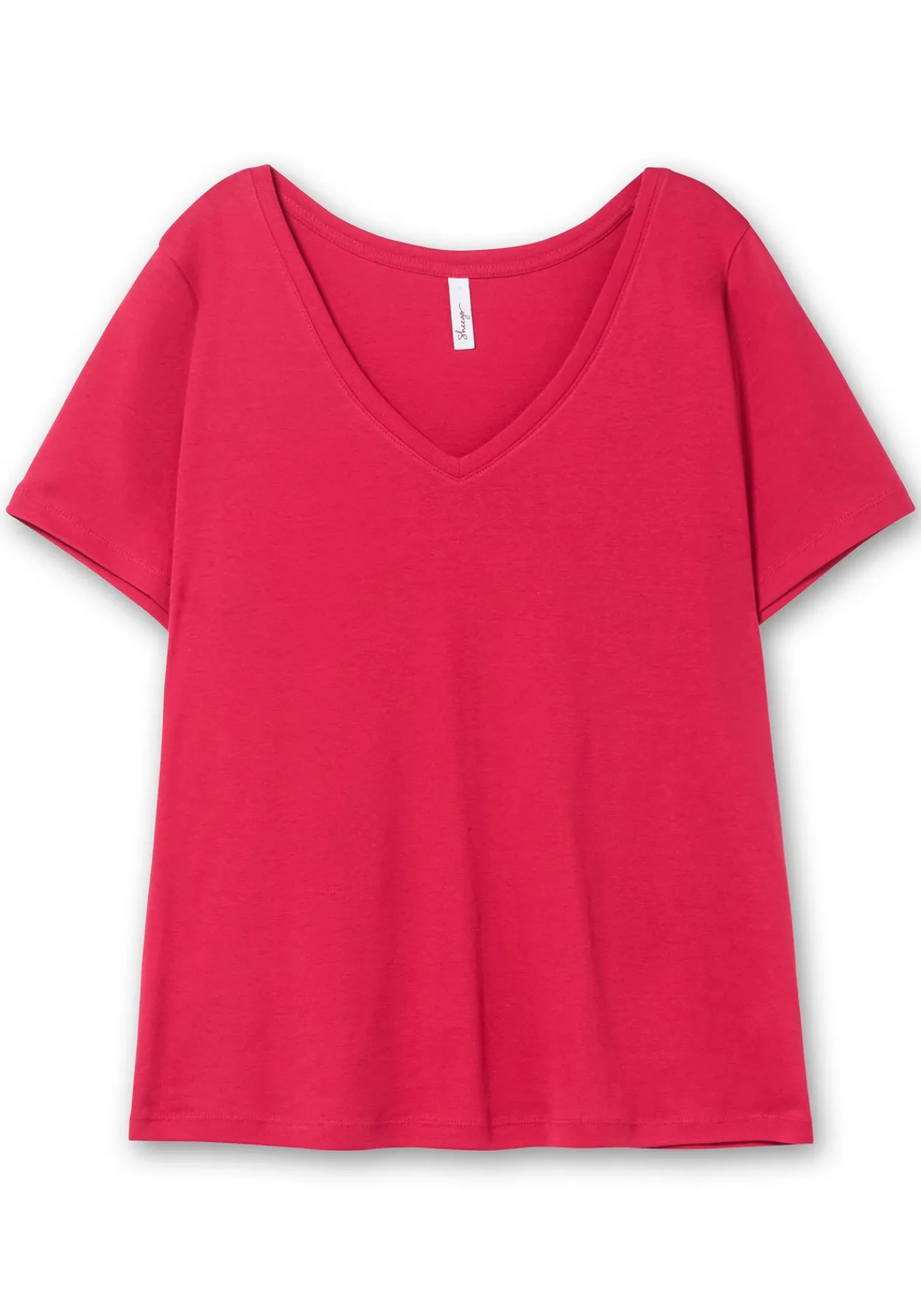 T-Shirt mit V-Ausschnitt, in Rippqualität<sheego Fashion