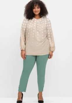 Tunika aus Crêpe, mit Punkte-Print und V-Ausschnitt<sheego Discount