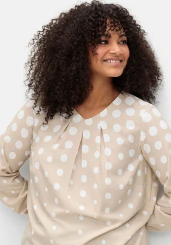 Tunika aus Crêpe, mit Punkte-Print und V-Ausschnitt<sheego Discount