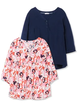 Tunika im Doppelpack, uni und gemustert<sheego Fashion