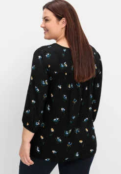 Tunika in A-Linie mit Blumenprint und Smokdetails<sheego Hot