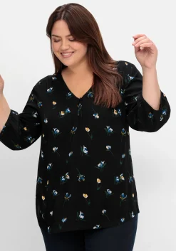 Tunika in A-Linie mit Blumenprint und Smokdetails<sheego Hot