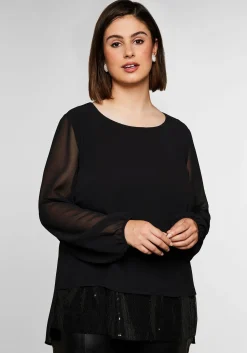 Tunika 2-in-1 Optik, mit Pailletten am Saum, aus Chiffon<sheego Outlet