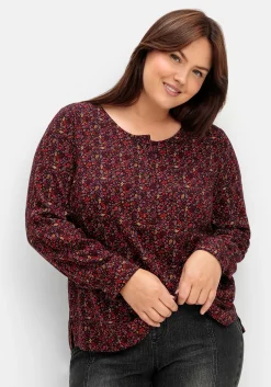 Tunika mit Alloverprint und Knopfleiste<sheego Online