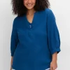 Tunika mit 3/4-Arm und V-Schlitz, aus Musselin<sheego New
