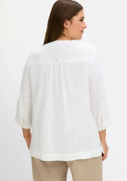 Tunika mit 3/4-Arm und V-Schlitz, aus Musselin<sheego Online