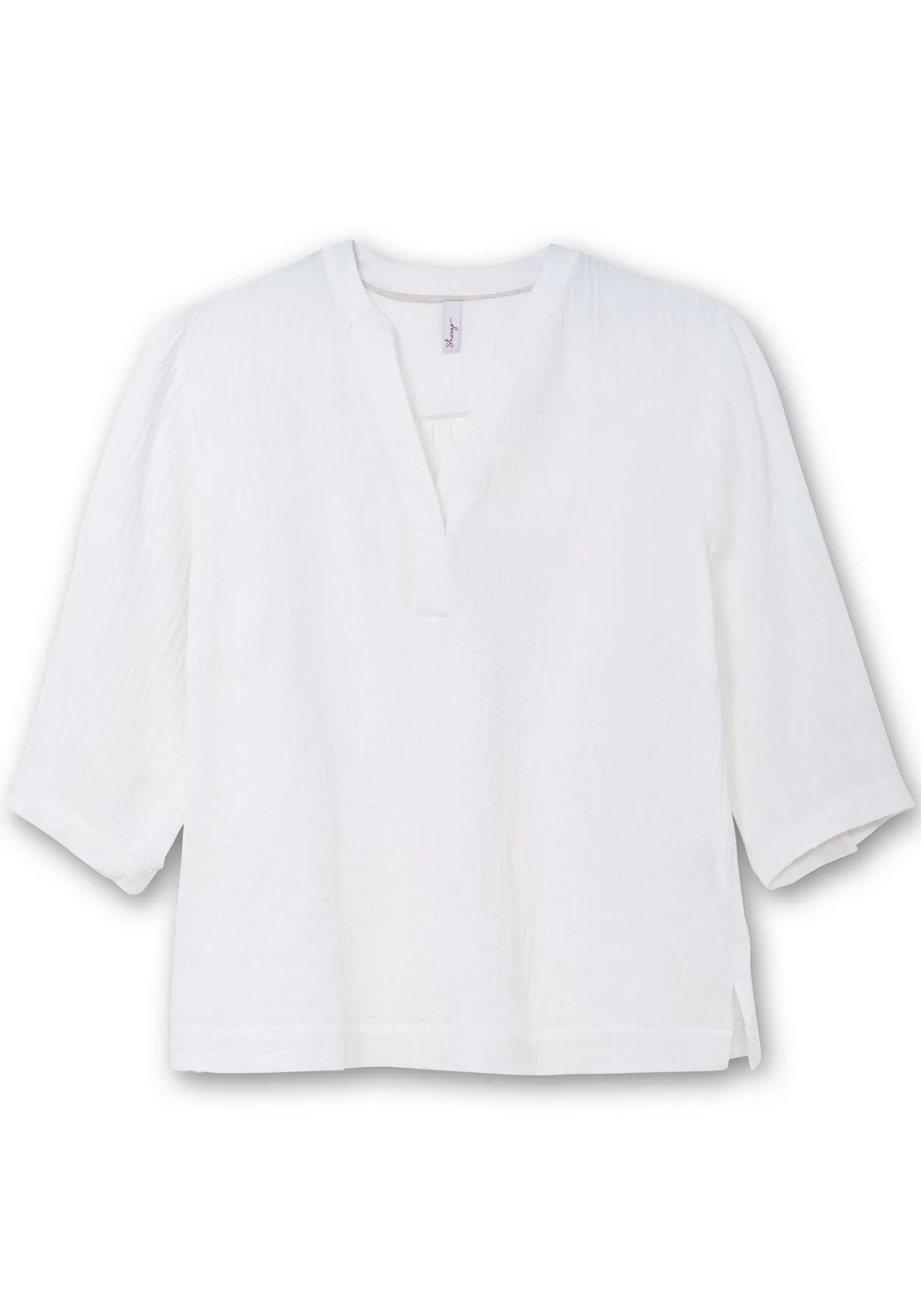 Tunika mit 3/4-Arm und V-Schlitz, aus Musselin<sheego Online
