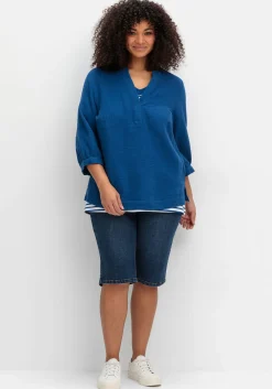 Tunika mit 3/4-Arm und V-Schlitz, aus Musselin<sheego New