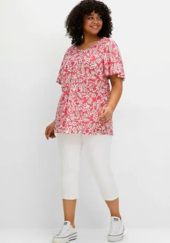 Tunika mit Blätterprint und Flügelärmeln<sheego Online