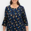 Tunika mit Blumendruck und Knopfleiste<sheego Online