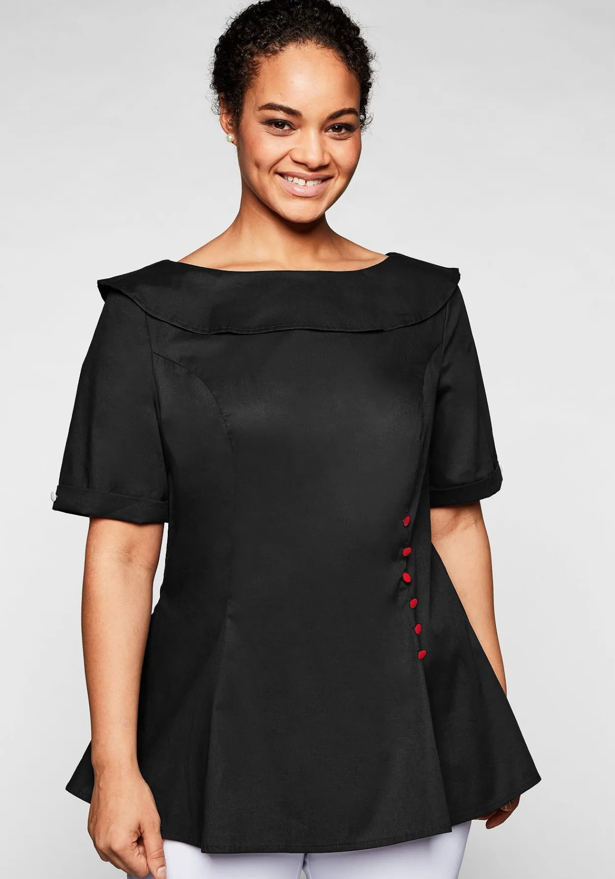Tunika mit breitem, runden Kragen und Zierknöpfen<sheego by Joe Browns Discount