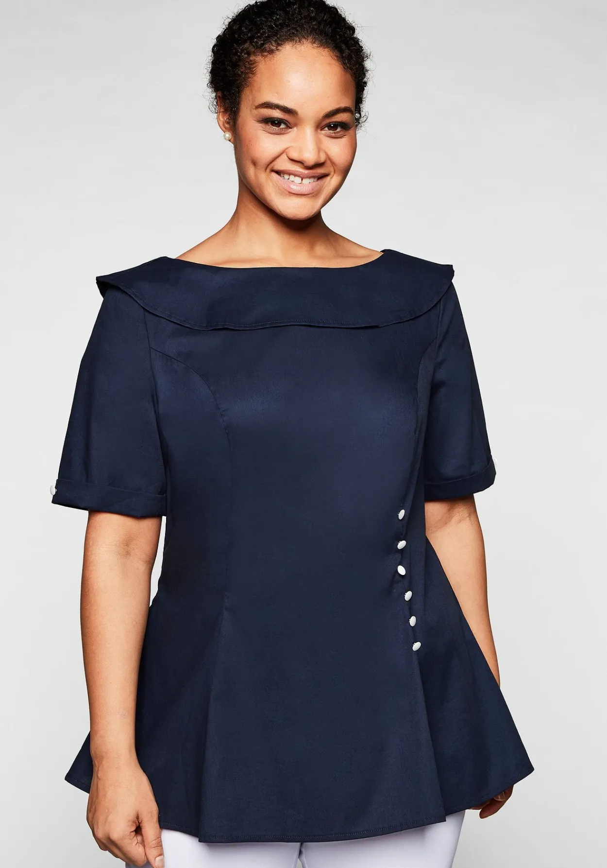 Tunika mit breitem, runden Kragen und Zierknöpfen<sheego by Joe Browns Discount