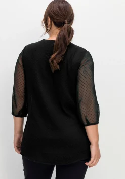 Tunika mit Chiffon-Ärmeln und Kellerfalte<sheego Sale