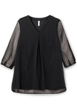 Tunika mit Chiffon-Ärmeln und Kellerfalte<sheego Sale