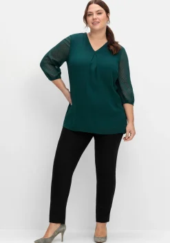 Tunika mit Chiffon-Ärmeln und Kellerfalte<sheego New