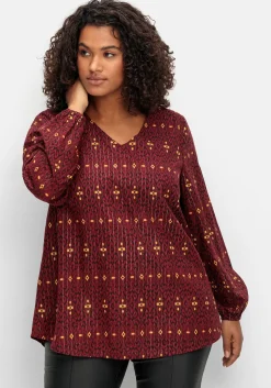 Tunika mit Glanz-Alloverdruck und tiefem V-Ausschnitt<sheego by Joe Browns Hot