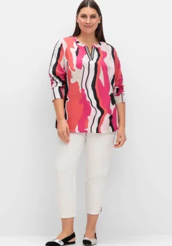 Tunika mit Grafikprint und Ziertape am V-Cut<sheego Hot