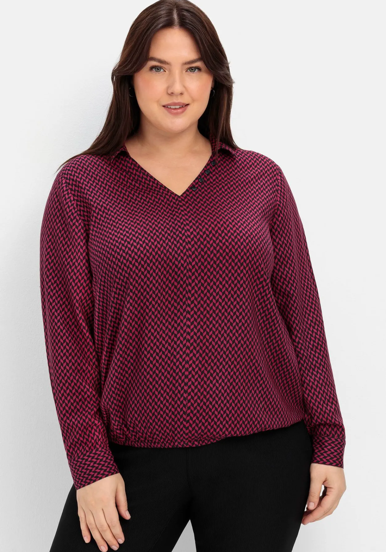 Tunika mit Hemdblusenkragen und Minimalprint<sheego Fashion