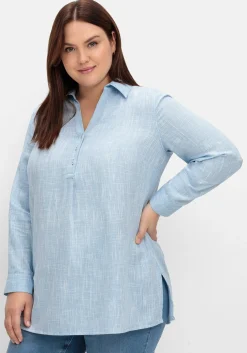 Tunika mit Krempelärmeln, in Leinenoptik<sheego Fashion